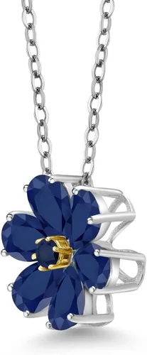 Vista 4 de Gem Stone King Collar con colgante de plata de ley 925 y oro amarillo de 10 quilates con forma de pera en forma de pera para mujer