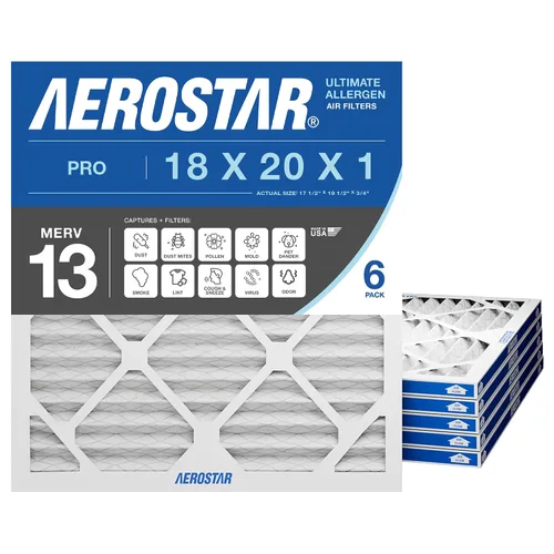 Vista 9 de Filtros de aire plisados MERV 8 de Aerostar de 18 x 20 x 1 pulgada - 4 unidades - Filtros de alta eficiencia para HVAC, caldera y aire acondicionado