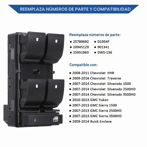 Vista 4 de Interruptor maestro de ventana eléctrica para Chevy Silverado 2007