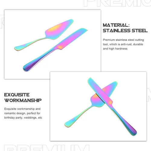 Vista 3 de SHERCHPRY Juego de cuchillos para tartas: servidor de pastel de acero inoxidable cortador de postre espátula herramienta de corte para pizza