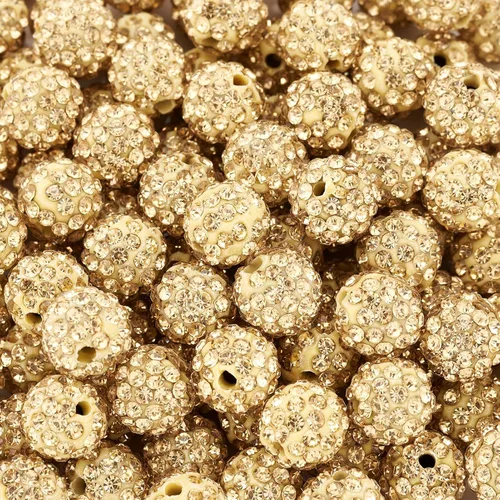 Vista 12 de Beadthoven - 100 cuentas de diamantes de imitación de arcilla de 0.394 pulgadas para la fabricación de joyas, cuentas de bola de disco de cristal