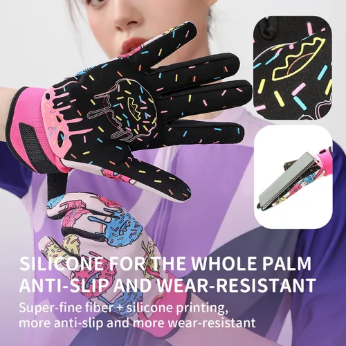 Vista 5 de Guantes de ciclismo de dedo completo para hombres y mujeres, guantes de ciclismo ajustables para actividades al aire libre, ciclismo de montaña
