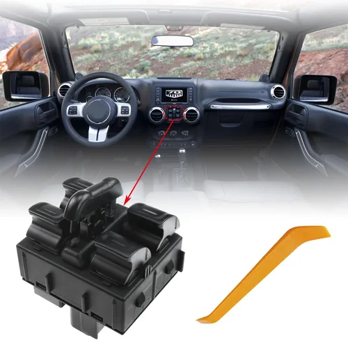 Vista 6 de Interruptor eléctrico de ventana para Jeep Wrangler 2012-2018 (4 puertas) Reemplazar 68156217AA