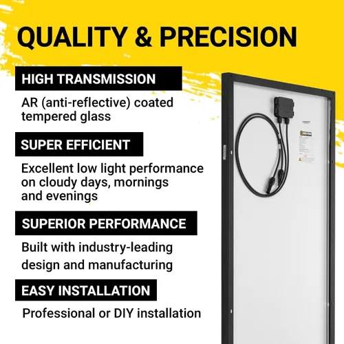 Vista 4 de Spartan Power Panel solar de 100 W, 9 barras de autobús, color negro, ideal para RV, remolque, cámper, barco, cabina, granja, SP-100W