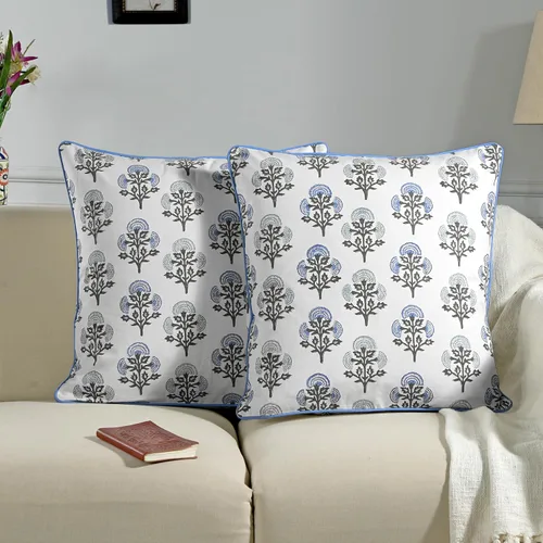 Vista 28 de Ridhi Juego de 2 fundas de almohada decorativas de 16 x 16 pulgadas con estampado de bloques de color azul aguamarina para sala de estar