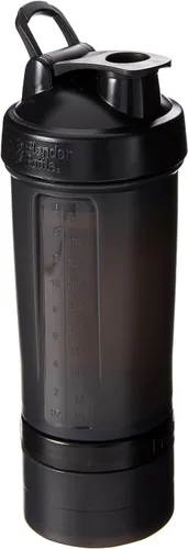 Vista 9 de Sistema BlenderBottle ProStak con botella de 22 onzas y almacenaje de giro y bloqueo, Gris (Pebble Gray)