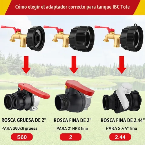 Vista 3 de Adaptador de asas Ibc, válvula doble de latón, 3/4 '' macho Npt a 3/4