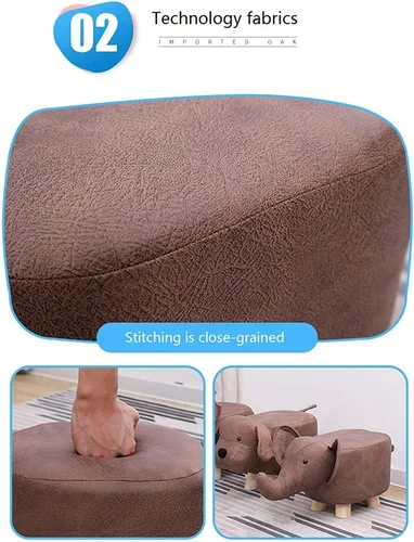 Vista 3 de Bonitos reposapiés de animales, reposapiés otomano con cojín acolchado suave y pies antideslizantes, puf para niños y adultos para dormitorio, sala