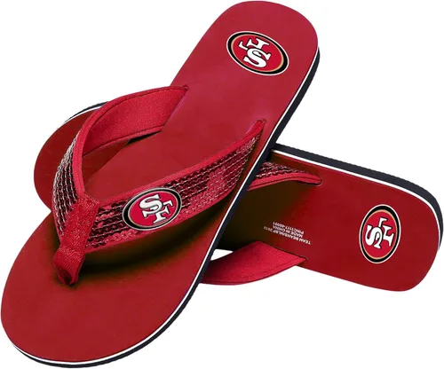 Vista 18 de FOCO Womens NFL Team Logo Sequin Strap Sandals Flip Flops