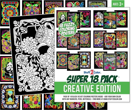 Vista 6 de Paquete de 18 pósteres de terciopelo mullido para colorear (edición creativa), ideal para tiempo familiar, artes y manualidades, viajes, aulas