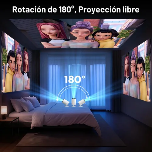 Vista 6 de [Aplicaciones integradas] Mini proyector con WiFi y Bluetooth y Android 12, foco eléctrico 1080P Mini proyector portátil, compatible