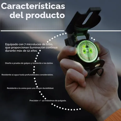 Vista 7 de Cammenga Brújula Lensática de Tritio Oficial del Ejército de EE. UU., Brújulas de Mano Impermeables y Precisas con Funda para Senderismo, Camping