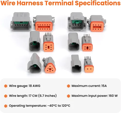 Vista 4 de 6 Juegos de Kit de Conectores Deutsch de 2 Pines – Conectores Eléctricos Impermeables 16 AWG, Conectores de Cable Automotriz IP67 (Macho y Hembra)
