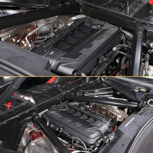 Vista 7 de Cubierta de cubierta de cubierta de motor compatible con Chevrolet Corvette C8 2020-2023, cubierta de motor de borde, accesorios C8, 1 unidad