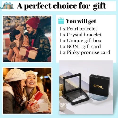 Vista 5 de BONL Lindas pulseras kawaii, lindas pulseras Kawaii de anime, regalos para niñashermanasniñosmejores amigas, cuentas de cristal de perlas