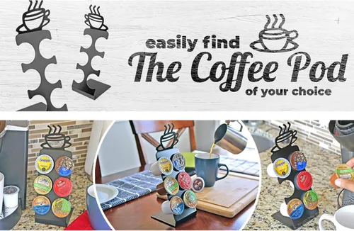 Vista 4 de Soporte para cápsulas de café para encimera, soporte de 6 ranuras K-Cup para espacios pequeños, almacenamiento compacto, soporte de metal