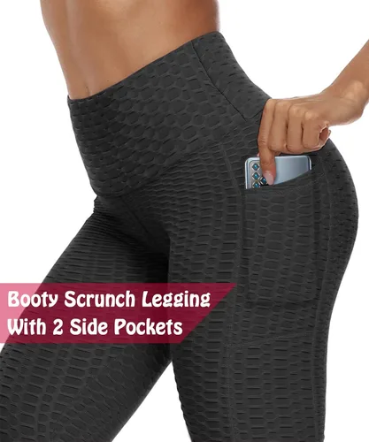 Vista 3 de Leggings de levantamiento de glúteos con bolsillos para mujer, levantamiento de glúteos, cintura alta, levantamiento de glúteos, pantalones de yoga