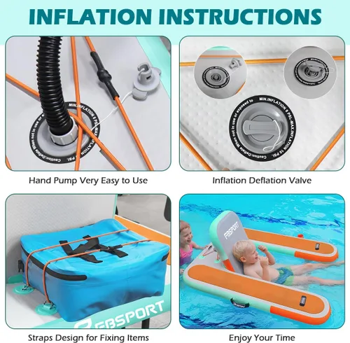 Vista 6 de FBSPORT Tumbona inflable para piscina para adultos, silla flotante de agua, balsa flotante de piscina con soporte para tazas y respaldo