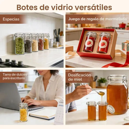 Vista 8 de ComSaf - Tarros pequeños de vidrio para especias con tapas herméticas de 4 onzas, paquete de 6 con etiquetas