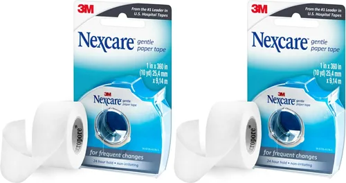 Vista 10 de Nexcare Dispensador de cinta de papel suave, cinta de papel médico, asegura los apósitos y se levanta suavemente, 1 pulgada x 10 yardas, 1