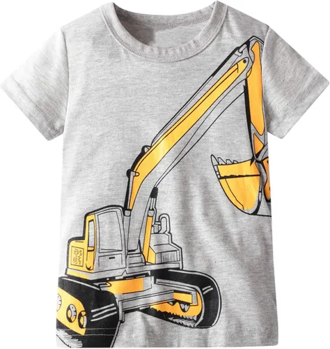 Vista 4 de Camisetas de manga corta para niños pequeños, de algodón, con gráficos, cuello redondo, camisetas de verano