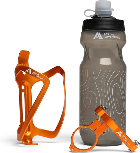Vista 9 de Combo de soporte para botella de agua para bicicleta, 20 onzas, soporte para botella exprimible y jaula de montaje para bicicleta, no necesita