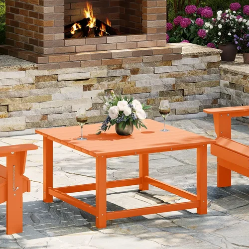 Vista 21 de WestinTrends Mesa de café de patio cuadrada de HDPE Malibu para exteriores de bajo perfil, marrón oscuro