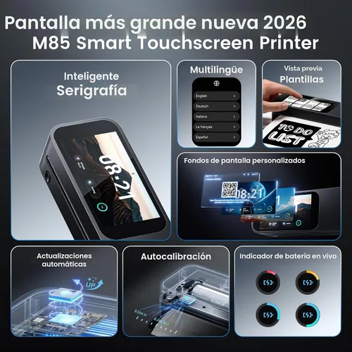 Vista 2 de Phomemo Impresoras portátiles con pantalla táctil M85 inalámbricas