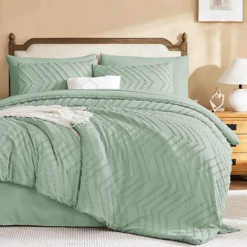 Vista 30 de Litanika Juego de edredón individual XL - 5 piezas Boho copetudo cama en una bolsa Azul Egeo