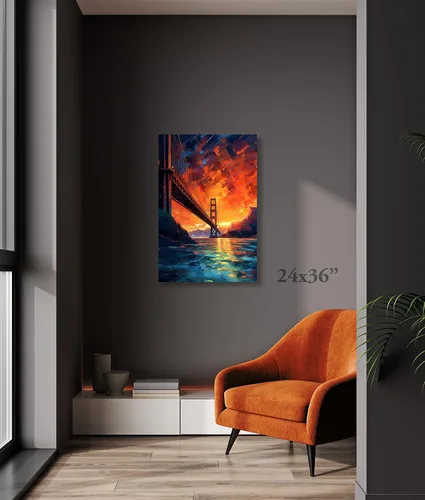 Vista 4 de Golden Gate Bridge San Francisco - American Landmark Painted Fine Art PRINT or CANVAS Wall Art - Home Decor in Multiple Sizes