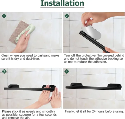 Vista 8 de JiGiU Toallero autoadhesivo para baño, incluye toallero de baño de 16 pulgadas, soporte para papel higiénico, anillo de toalla y 3 paquetes