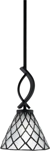 Vista 132 de Toltec Lighting Cavella Stem Colgado Mini colgante, acabado grafito, vidrio de muselina blanca de 4 pulgadas