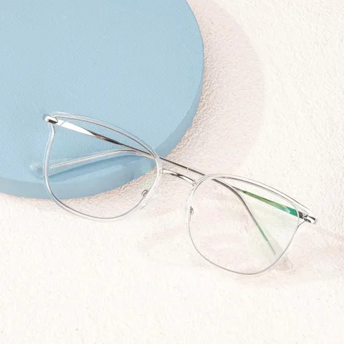Vista 7 de GUDVUE Blue Light Blocking Glasses for Woman/Women Metal Cat Eye Ojo de gato transparente