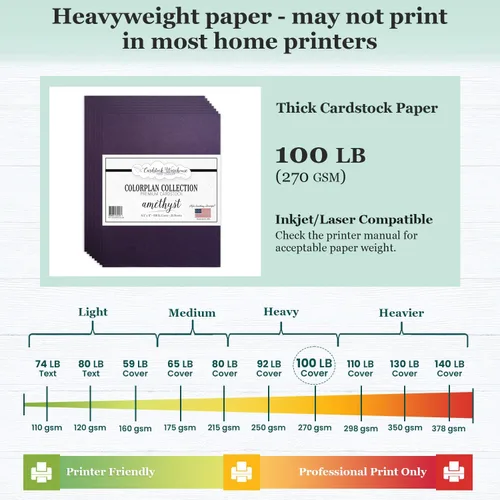 Vista 5 de Cardstock Warehouse Colorplan Amatista púrpura – 8.5 x 11 pulgadas – 100 libras / 9.52 oz/m² de papel de cartulina mate premium – 25 hojas