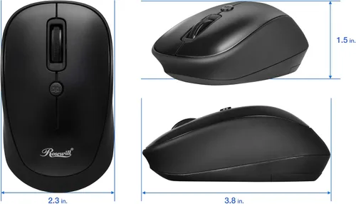 Vista 6 de Rosewill RWM-001 Ratón portátil inalámbrico compacto de viaje, sensor óptico, receptor inalámbrico USB, DPI ajustable, 4 botones, estilo de oficina