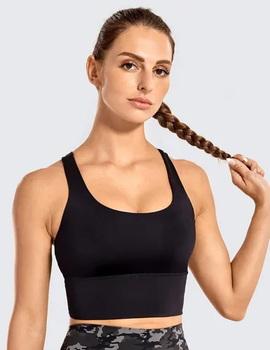 Vista 2 de CRZ YOGA - Sujetador deportivo con tirantes delgados para mujer, con relleno y sin varillas para entrenamiento de mediano impacto