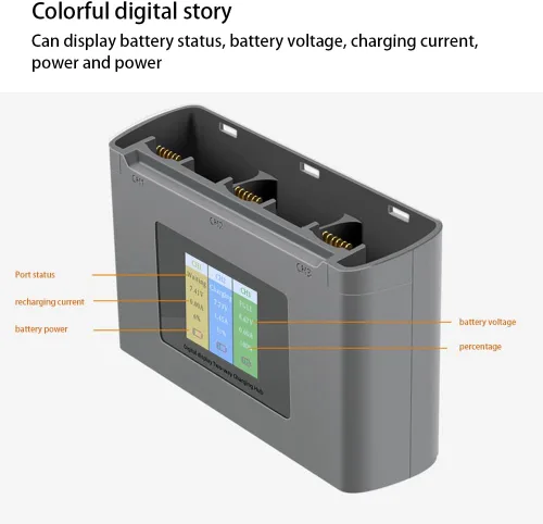 Vista 2 de Hub de carga de batería bidireccional para DJI Mavic Mini 2 Mavic Mini SE Drone cargador de batería, carga 3 baterías, pantalla digital LCD