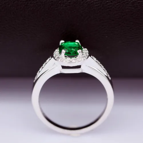 Vista 3 de Uloveido Anillos de declaración de halo de cristal de circonita roja para mujer, joyería chapada en plata PJ139, Piedra, Rubí sintético