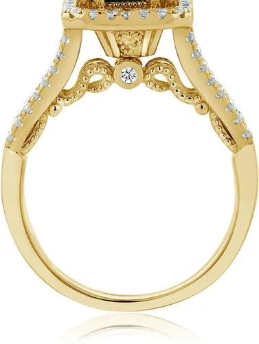 Vista 3 de Gem Stone King 18K Yellow Gold Plated Silver Emerald Cut 9X7MM Gemstone Birthstone Wedding Anniversary Promise Engagement Ring For Women Available