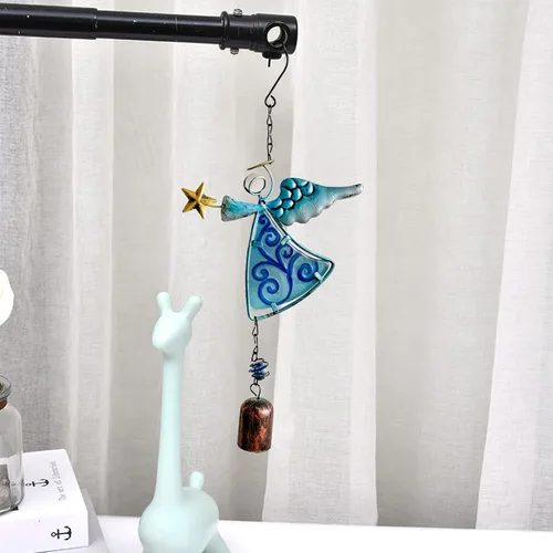 Vista 7 de Campanilla de Viento de Ángel de Metal Decoración Colgante Ornamento con Ala y Campana - Campanas Colgantes Decorativas, Regalos para Decoración
