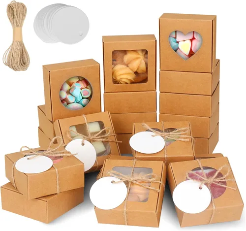 Vista 13 de COTOPHER Caja de jabón, 30 cajas pequeñas de embalaje de jabón de 2.8 x 2.8 x 1.2 pulgadas, mini cajas de papel kraft con ventana para jabón casero