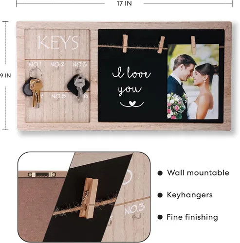 Vista 5 de Ganchos para llaves, para colgar en la pared, organizador de llaveros para colgar en la pared, para colgar en la pared, para colgar fotos, tablón