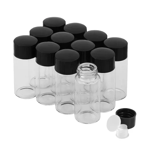 Vista 13 de 25 frascos pequeños de vidrio transparente de 1 fl oz con tapas de rosca