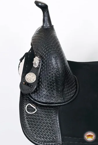 Vista 5 de HILASON Western Horse Trail Barrel Racing American Leather Saddle Treeless for Horses Negro
