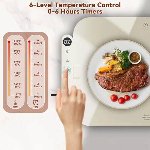 Vista 4 de Newise Tapete de calentamiento de alimentos de grafeno mejorado para encimera, regalos para mamá esposa, bandeja de calentamiento eléctrica
