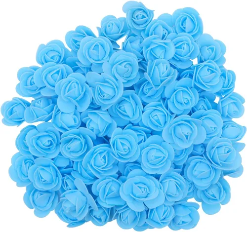 Vista 9 de 500 piezas de mini cabezas de rosas artificiales de espuma de polietileno, flores artificiales hechas a mano, ramo de novia de boda, decoración