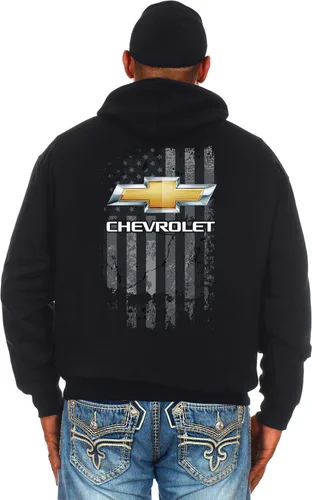 Vista 3 de JH DESIGN GROUP Sudadera con capucha Chevy para hombre con la bandera estadounidense de 2 caras