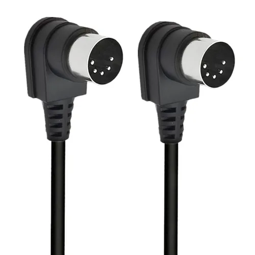 Vista 3 de Cable DIN MIDI de 5 pines de ángulo de 90 grados, doble de ángulo recto de 90 grados DIN de 5 pines macho a macho, cable de audio MIDI