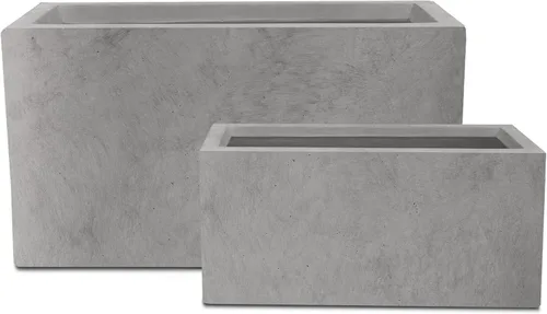 Vista 28 de Kante Macetero rectangular de hormigón de 23.2 pulgadas de largo, macetas grandes para interiores y exteriores con orificio de drenaje y tapón