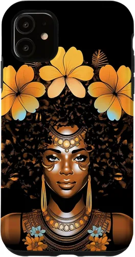 Vista 8 de iPhone 12 mini Orquídeas Afro Afro Orquídeas Flor Corona Negro Orgullo Caso